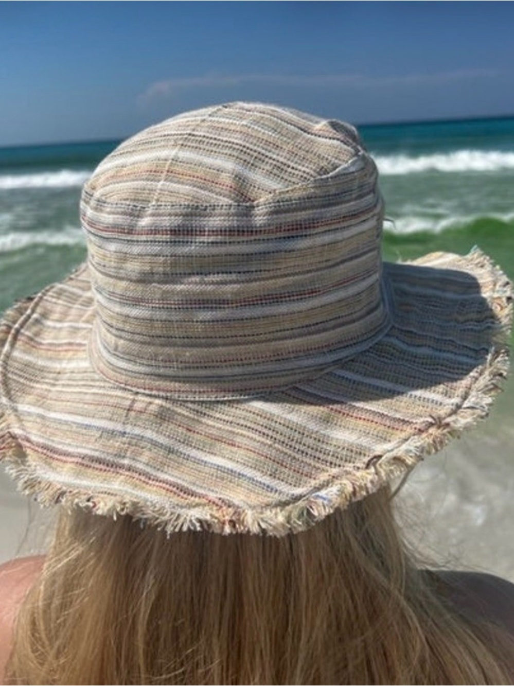 Striped Beach Sun Hat - Hemp